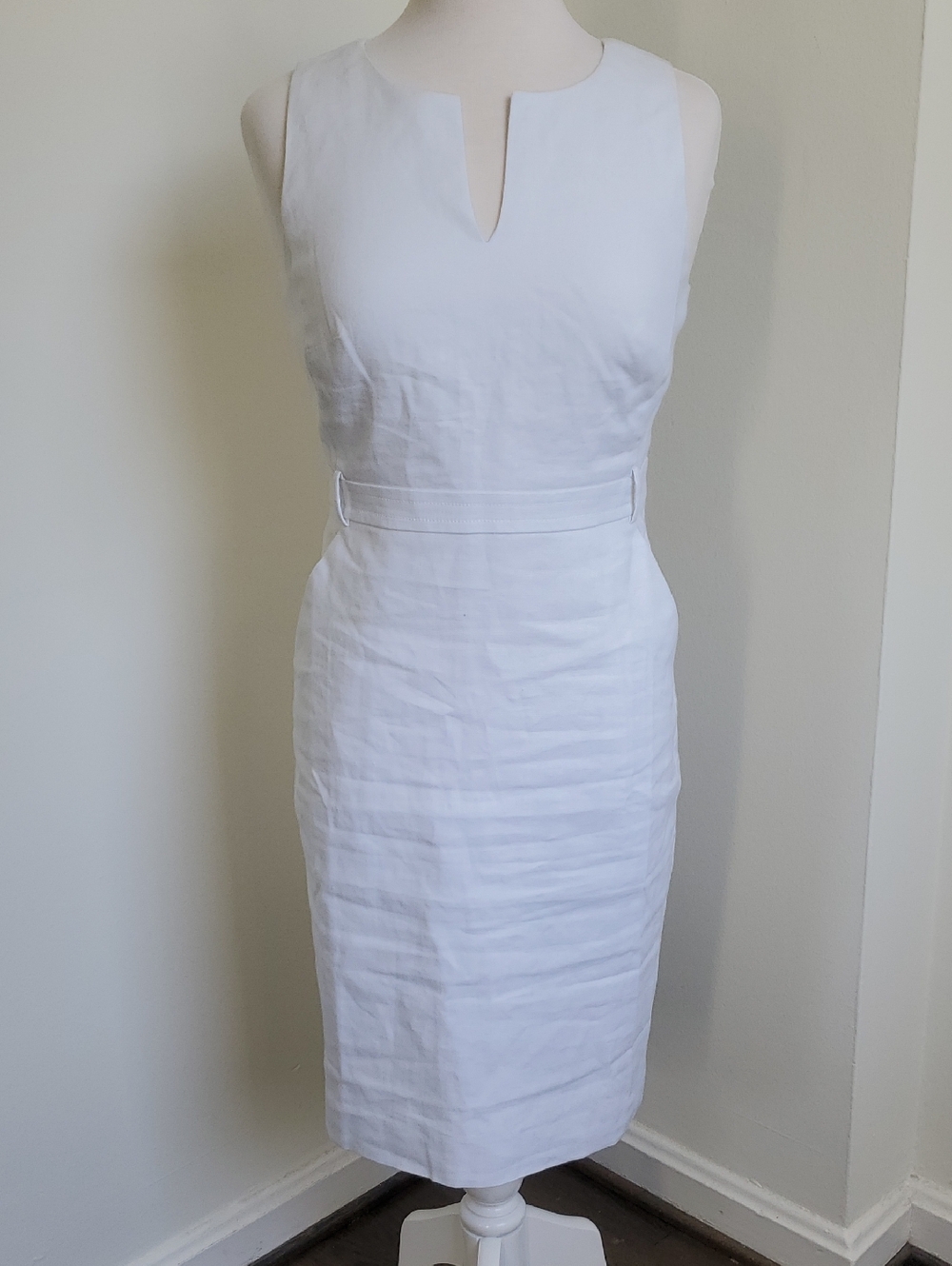 NWOT J. Crew Linen Sheath Dress In White Size 8P - Picture 4 of 10